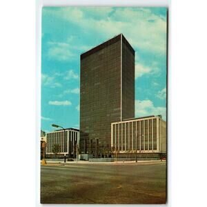 Chrome Postcard City-County Building Indianapolis Indiana Skyscraper 1962 Vtg